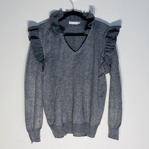 ARK & Co.**Gray Ruffled Sweater**Small